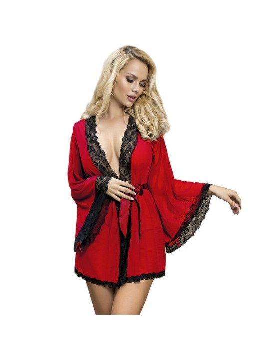 SUBBLIME - ROBE EN TISSU TRANSPARENT DÉTAIL DENTELLE ROUGE L/XL