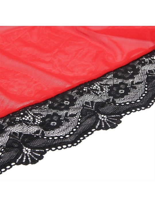 SUBBLIME - ROBE EN TISSU TRANSPARENT DÉTAIL DENTELLE ROUGE L/XL