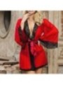 SUBBLIME - ROBE EN TISSU TRANSPARENT DÉTAIL DENTELLE ROUGE L/XL