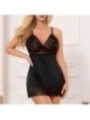 SUBBLIME - BABYDOLL AVEC POITRINE IMPRIMÉ FLEURI NOIR L/XL