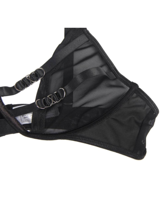SUBBLIME - ENSEMBLE DEUX PIÈCES DE SOUTIEN-GORGE TRANSPARENT ET BANDES S/M