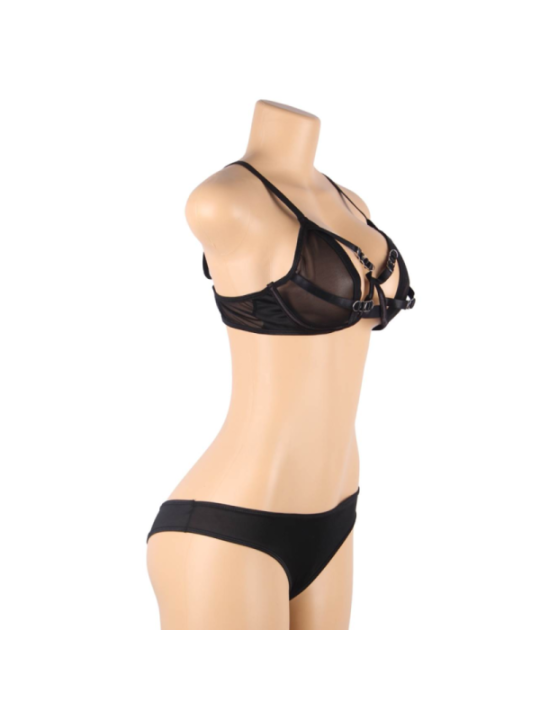 SUBBLIME - ENSEMBLE DEUX PIÈCES DE SOUTIEN-GORGE TRANSPARENT ET BANDES S/M