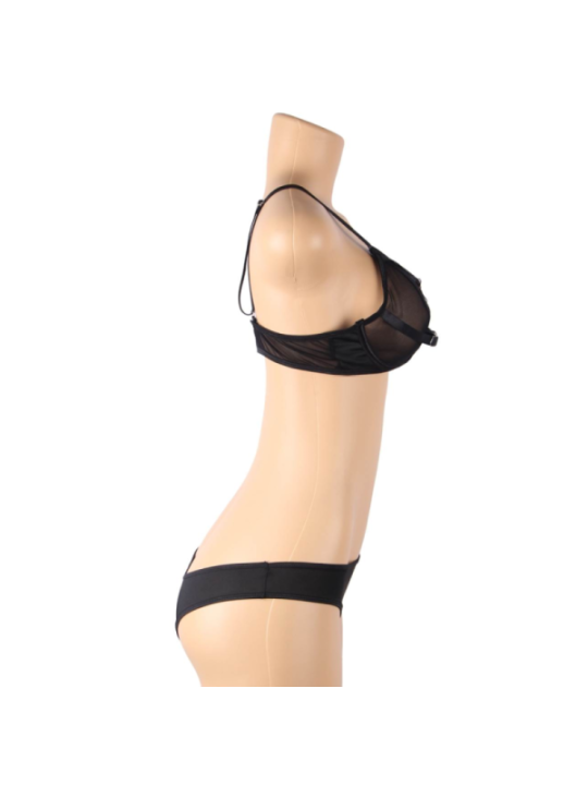 SUBBLIME - ENSEMBLE DEUX PIÈCES DE SOUTIEN-GORGE TRANSPARENT ET BANDES S/M