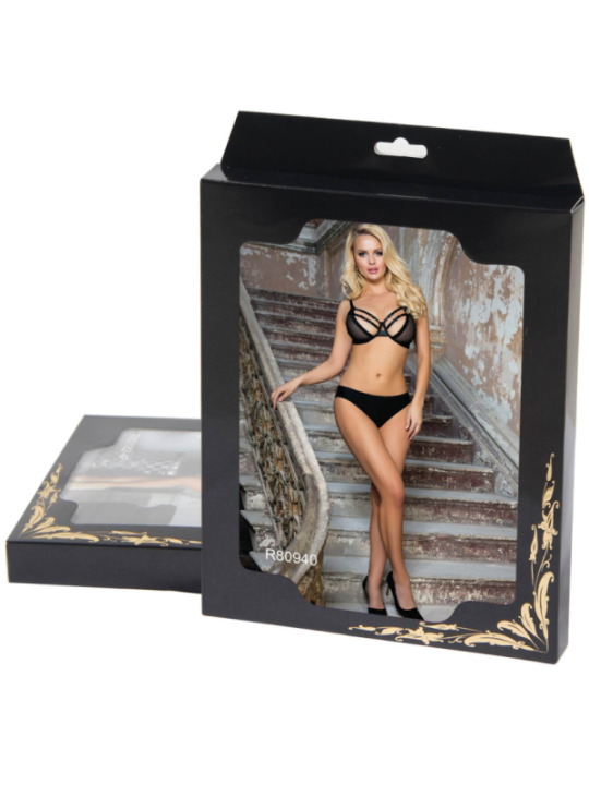 SUBBLIME - ENSEMBLE DEUX PIÈCES DE SOUTIEN-GORGE TRANSPARENT ET BANDES S/M