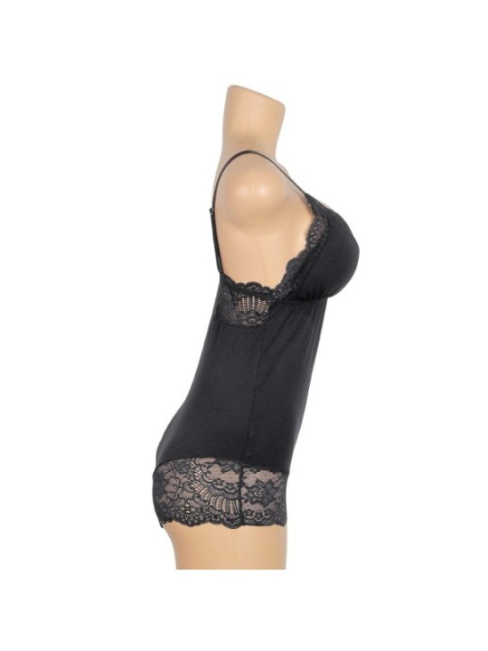 SUBBLIME - TEDDY DÉTAIL DENTELLE FLORALE NOIR S/M
