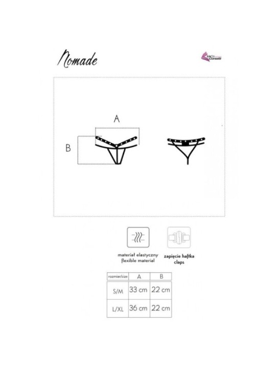 LIVCO CORSETTI FASHION - STRING NOMADE SANS CROTCHLESS NOIR