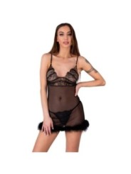 LIVCO CORSETTI FASHION - ENSEMBLE ZERUNAM BABYDOLL + STRING NOIR