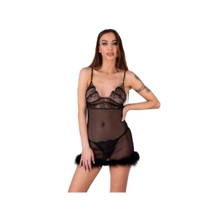 LIVCO CORSETTI FASHION - ENSEMBLE ZERUNAM BABYDOLL + STRING NOIR