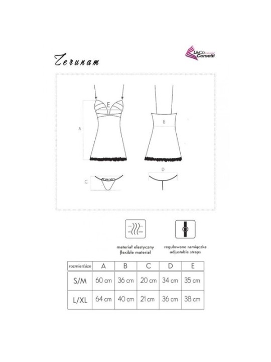 LIVCO CORSETTI FASHION - ENSEMBLE ZERUNAM BABYDOLL + STRING NOIR
