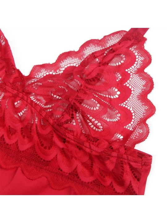 SUBBLIME - BABYDOLL EN SATIN AVEC DENTELLE ROUGE S/M