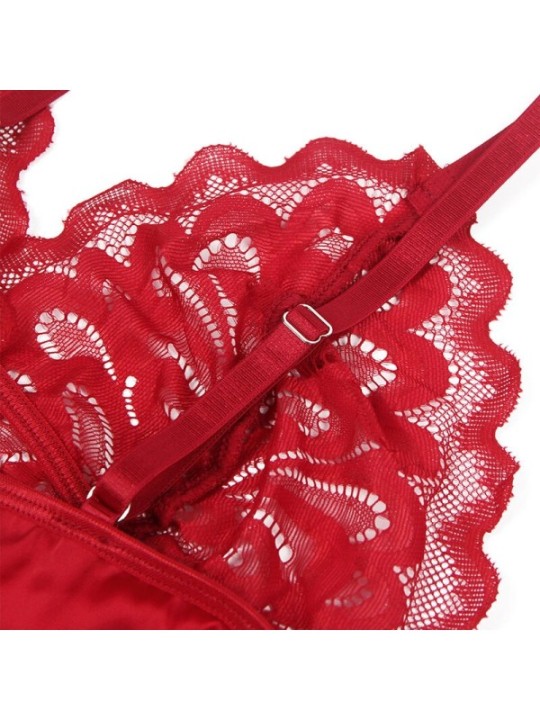 SUBBLIME - BABYDOLL EN SATIN AVEC DENTELLE ROUGE S/M