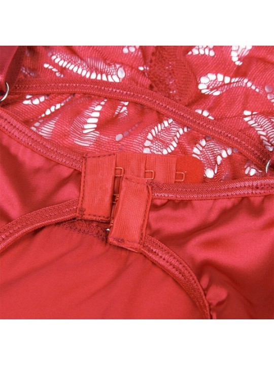 SUBBLIME - BABYDOLL EN SATIN AVEC DENTELLE ROUGE S/M
