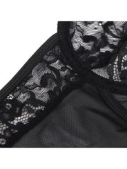 SUBBLIME - TEDDY AVEC JARRETIÈRE AVEC DÉTAIL DENTELLE ET BANDES NOIR L/XL