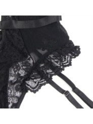 SUBBLIME - TEDDY AVEC JARRETIÈRE AVEC DÉTAIL DENTELLE ET BANDES NOIR L/XL