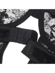 SUBBLIME - TEDDY AVEC JARRETIÈRE AVEC DÉTAIL DENTELLE ET BANDES NOIR L/XL