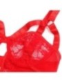 SUBBLIME - TEDDY AVEC JARRETIÈRE AVEC DÉTAIL DENTELLE ET BANDES ROUGE L/XL