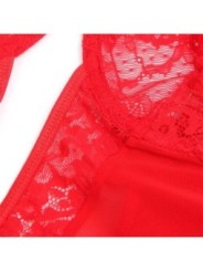 SUBBLIME - TEDDY AVEC JARRETIÈRE AVEC DÉTAIL DENTELLE ET BANDES ROUGE L/XL