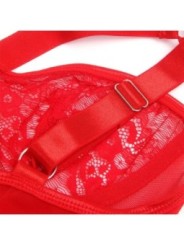 SUBBLIME - TEDDY AVEC JARRETIÈRE AVEC DÉTAIL DENTELLE ET BANDES ROUGE L/XL