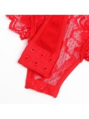 SUBBLIME - TEDDY AVEC JARRETIÈRE AVEC DÉTAIL DENTELLE ET BANDES ROUGE L/XL