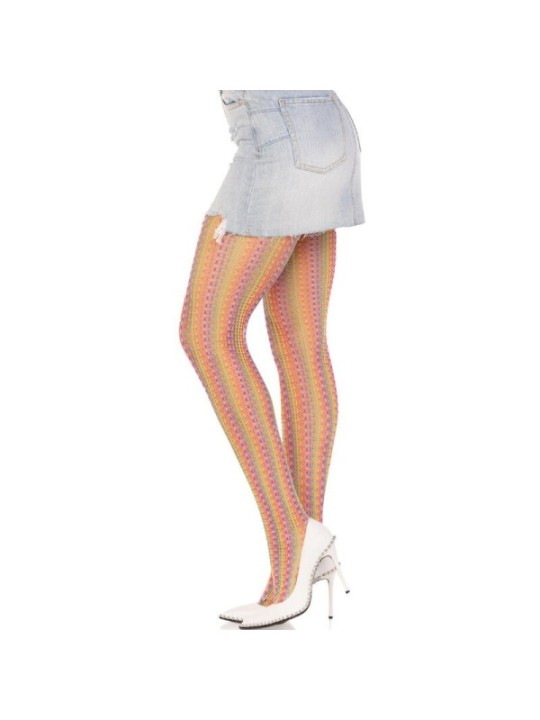 LEG AVENUE - BAS AU CROCHET MULTICOLORE