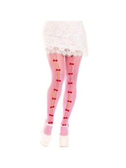 LEG AVENUE - BAS AVEC OUVERTURES COEUR & NOEUDS ROSE
