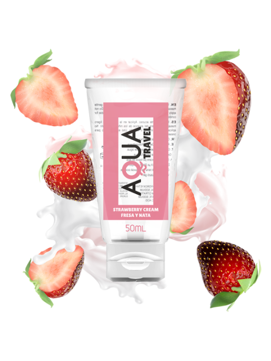 AQUA TRAVEL - LUBRIFIANT À BASE D''EAU SAVEUR CRÈME DE FRAISE - 50 ML