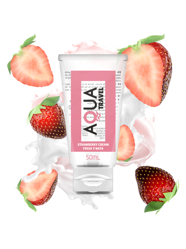 AQUA TRAVEL - LUBRIFIANT À BASE D''EAU SAVEUR CRÈME DE FRAISE - 50 ML