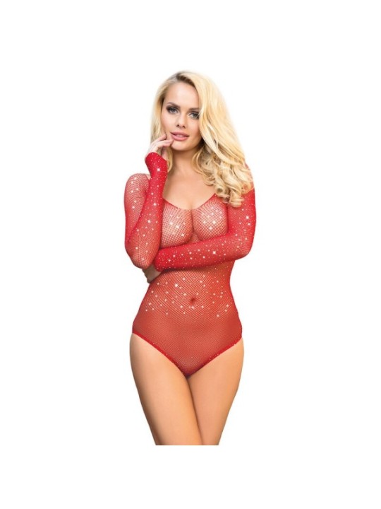 SUBBLIME - 952303 BODY SHINY GRILL AVEC ÉPAULES DÉNUDÉES MANCHES LONGUES ROUGE TAILLE UNIQUE
