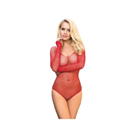 SUBBLIME - 952303 BODY SHINY GRILL AVEC ÉPAULES DÉNUDÉES MANCHES LONGUES ROUGE TAILLE UNIQUE