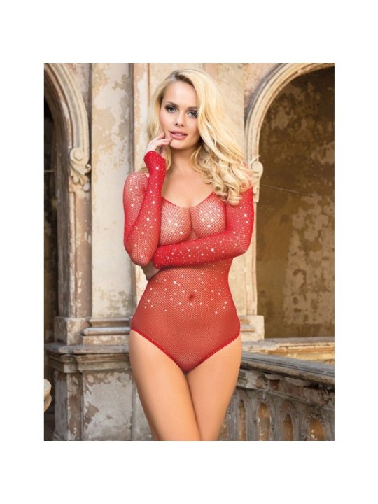 SUBBLIME - 952303 BODY SHINY GRILL AVEC ÉPAULES DÉNUDÉES MANCHES LONGUES ROUGE TAILLE UNIQUE