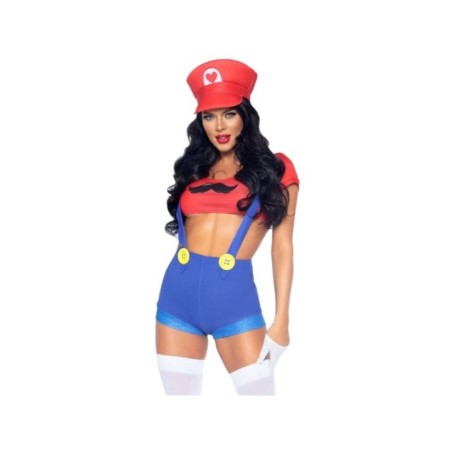 LEG AVENUE - COSTUME SEXY MARIO BROS ROUGE/BLEU S