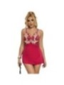 SUBBLIME - 954123 BABYDOLL AVEC DESSIN FLORAL ROUGE S/M
