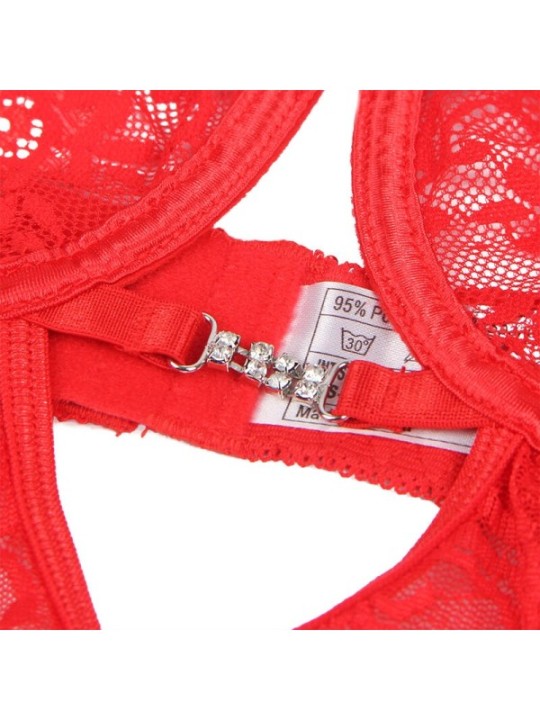 SUBBLIME - 954208 BABYDOLL EN DENTELLE À BRETELLES RÉGLABLES ROUGE S/M