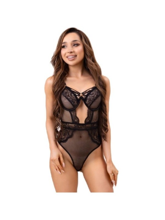 LIVCO CORSETTI FASHION - BODY PAULA LC 20209 AVEC DÉCORATIONS EN DENTELLE NOIR L/XL