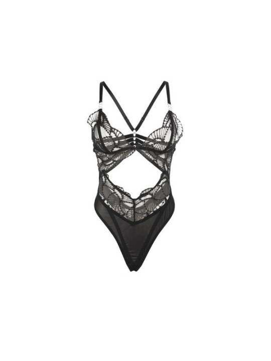 SUBBLIME - 955212 BODY TRANSPARENT AVEC DENTELLE CREUSE NOIRE S/M