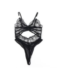 SUBBLIME - 955212 BODY TRANSPARENT AVEC DENTELLE CREUSE NOIRE S/M