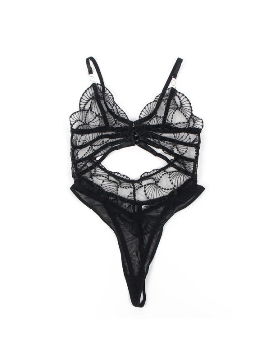 SUBBLIME - 955229 BODY TRANSPARENT AVEC DENTELLE CREUSE NOIR L/XL