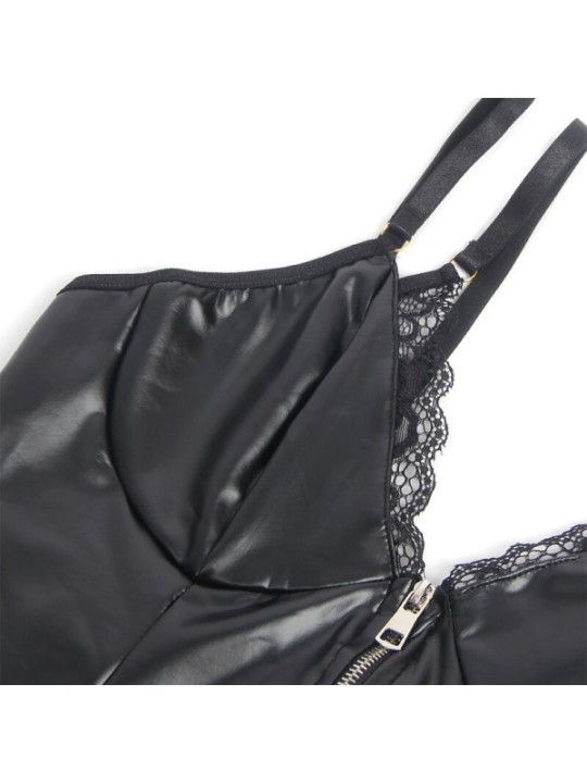 SUBBLIME - 955458 BODY FERMETURE ÉCLAIR EN CUIR NOIR S/M