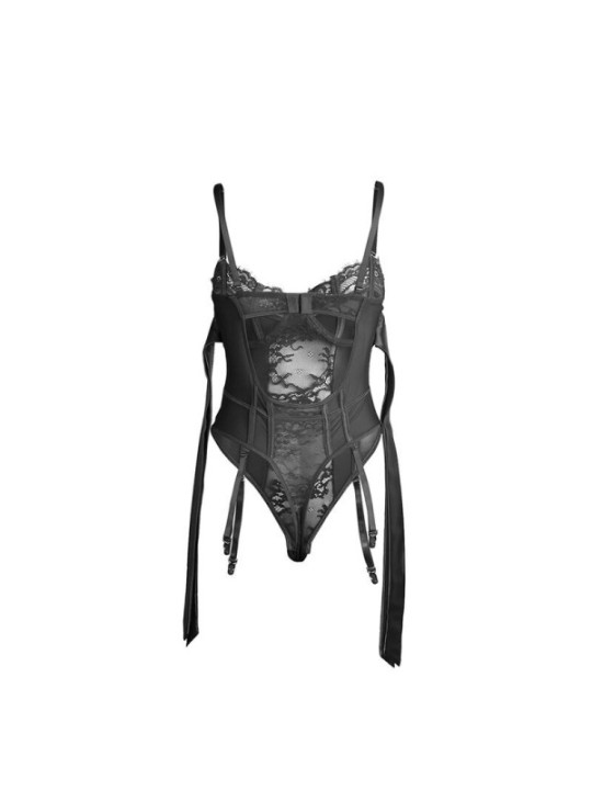 SUBBLIME - 955502 BODY EN DENTELLE AVEC NŒUDS ET JARRETELLES NOIR L/XL