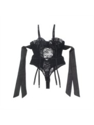 SUBBLIME - 955502 BODY EN DENTELLE AVEC NŒUDS ET JARRETELLES NOIR L/XL