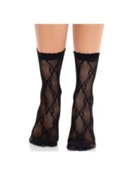 LEG AVENUE - CHAUSSETTES NOIRES EN DENTELLE AVEC NŒUD