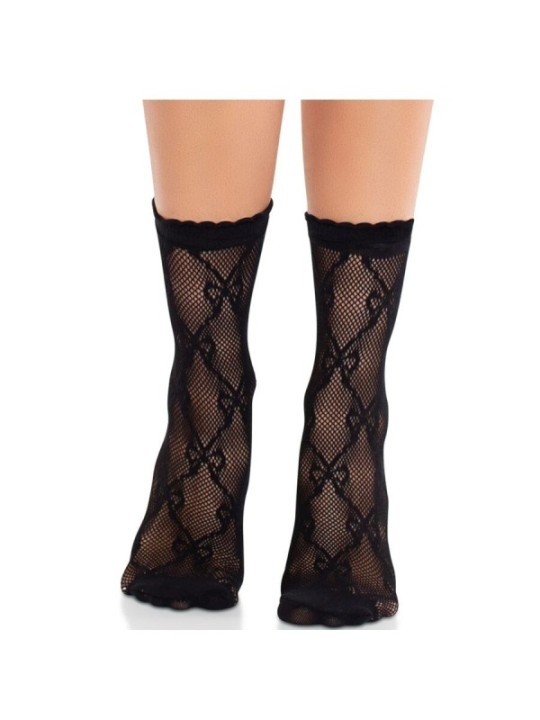 LEG AVENUE - CHAUSSETTES NOIRES EN DENTELLE AVEC NŒUD