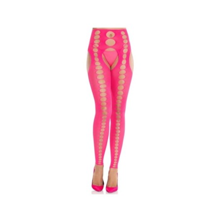 LEG AVENUE - BAS OPAQUES SANS BRETELLES ET SANS COUTURE ROSE FLUO