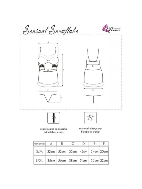 LIVCO CORSETTI FASHION - SENSUAL SNOWFLAKE LC 90603 CHEMISE DE NOËL + STRING + BANDEAU L/XL