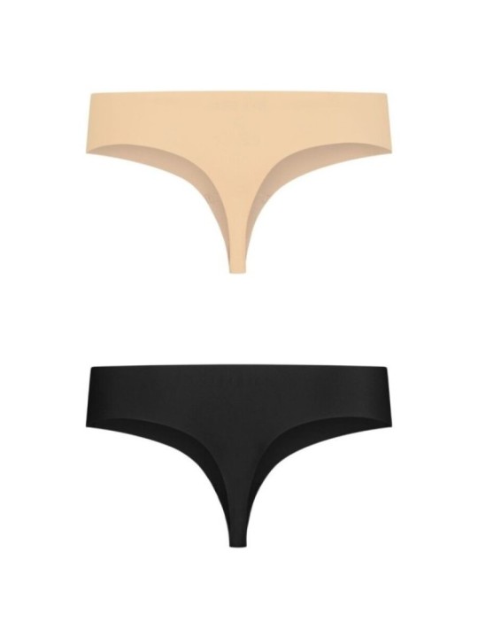 BYE-BRA - PACK 2 TANGAS INVISIBLES BEIGE Y NEGRO TALLA XXL