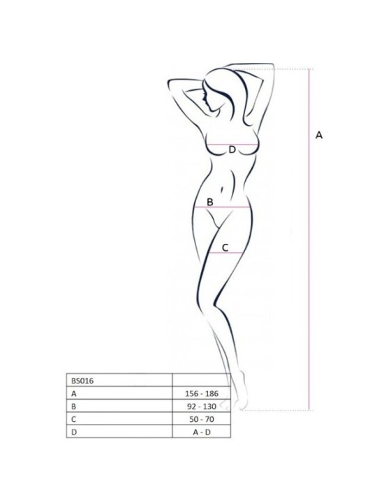 PASSION - FEMME BS016 BODYSTOCKING NOIR TAILLE UNIQUE