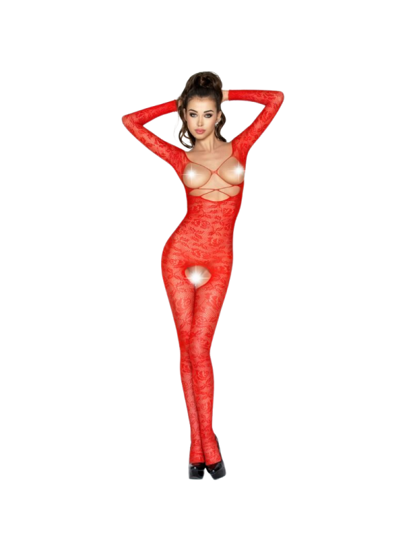 PASSION - FEMME BS031 BODYSTOCKING ROUGE TAILLE UNIQUE