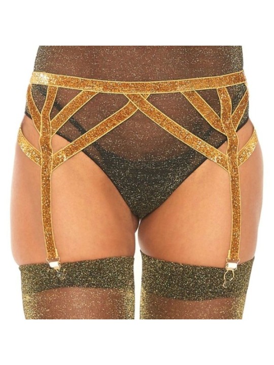 LEG AVENUE - PORTE-JARRETELLES ÉLASTIQUE LUREX TAILLE UNIQUE