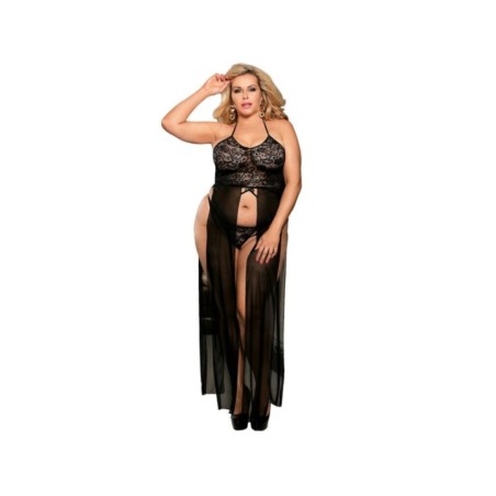 SUBBLIME - QUEEN PLUS ENSEMBLE ROBE ET TANGA SUBBLIME QUEEN PLUS NOIR