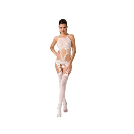 PASSION - FEMME BS047 BODYSTOCKING BLANC TAILLE UNIQUE